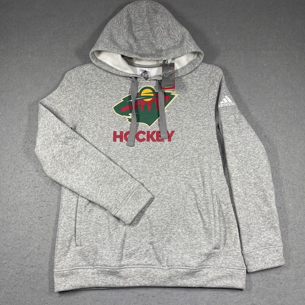 Minnesota Wild Hoodie Womens XL Gray Adidas‎ Sweatshirt Fleece NHL Hockey NEW